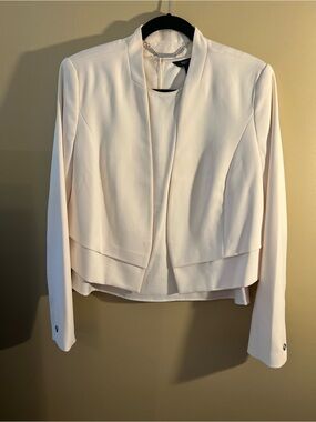 WHBM Ivory Open-Front Cropped Blazer Jacket w FREE matching shell!